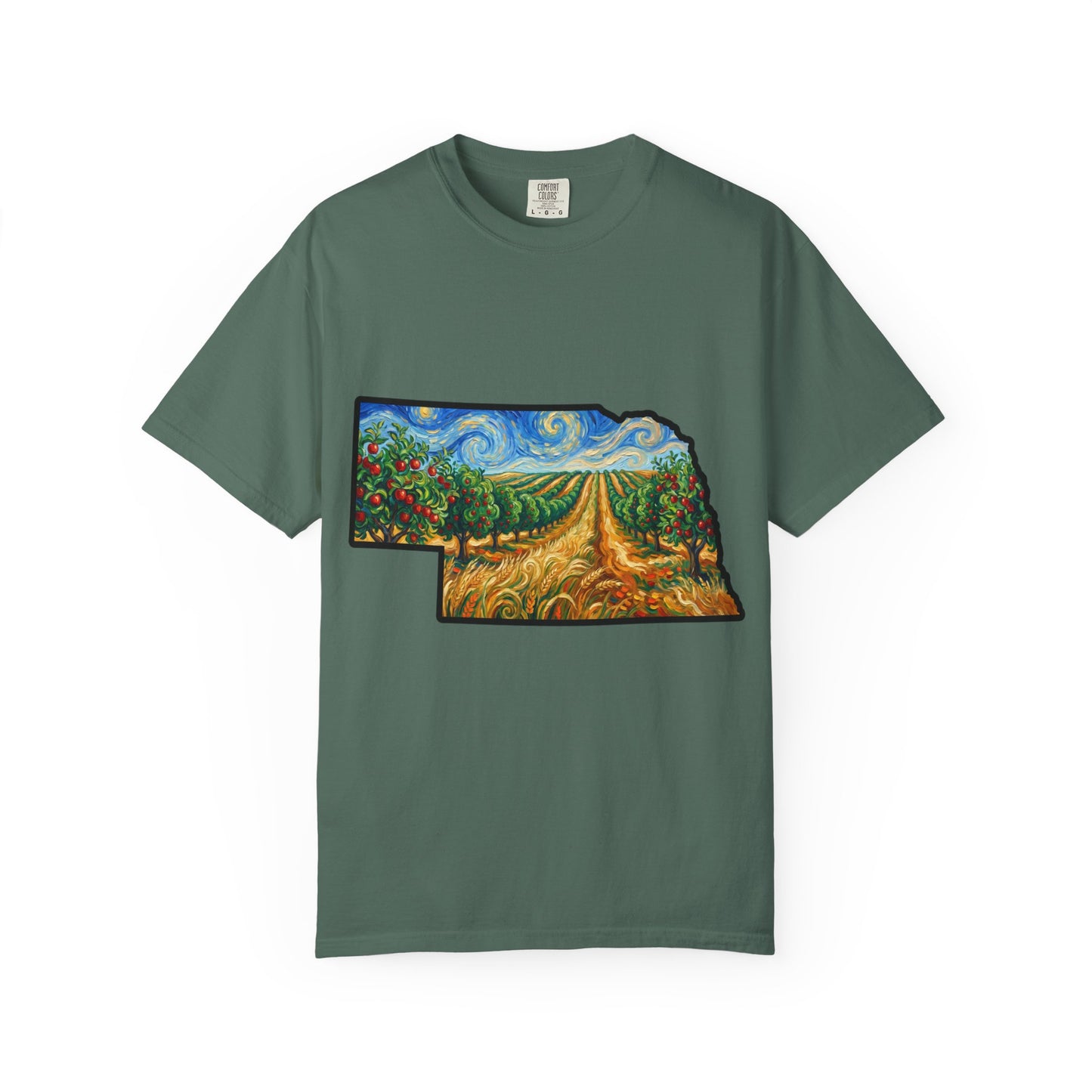 Nebraska Landscape T-Shirt — Van Gogh Parody Style Prairie Art