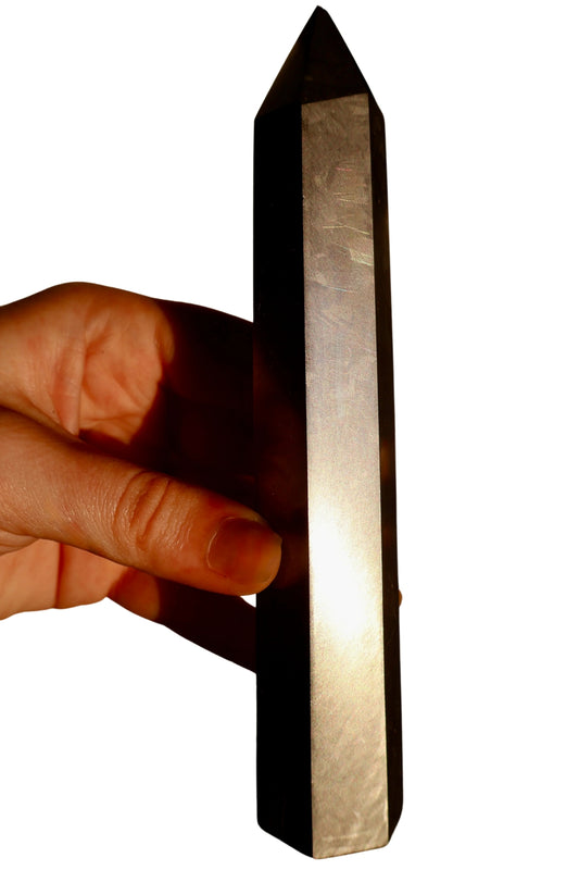 glimmering Terahertz Metal Obelisk Tower, Authentic Japanese Made, 7" in lighting effect