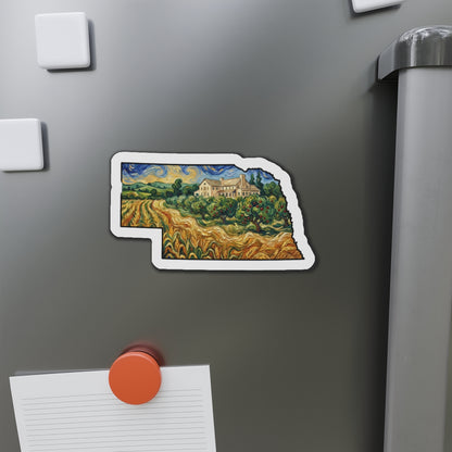 Nebraska Arbor Day Orchard Magnet — Van Gogh Die-Cut State Magnet | Nebraska Souvenir Gift