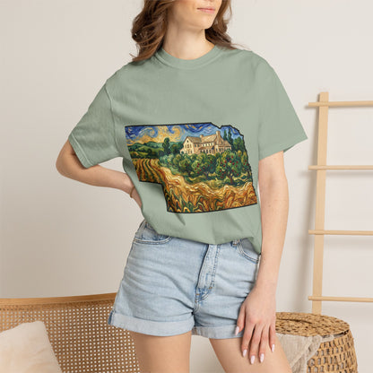 LNK.Nebraska Arbor Day Orchard T-Shirt — Vincent Van Gogh Style State Art | Comfort Colors Nebraska Gift Tee