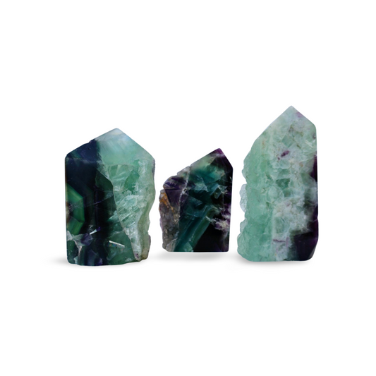textured Fluorite Tetrahedron Column in angled view
