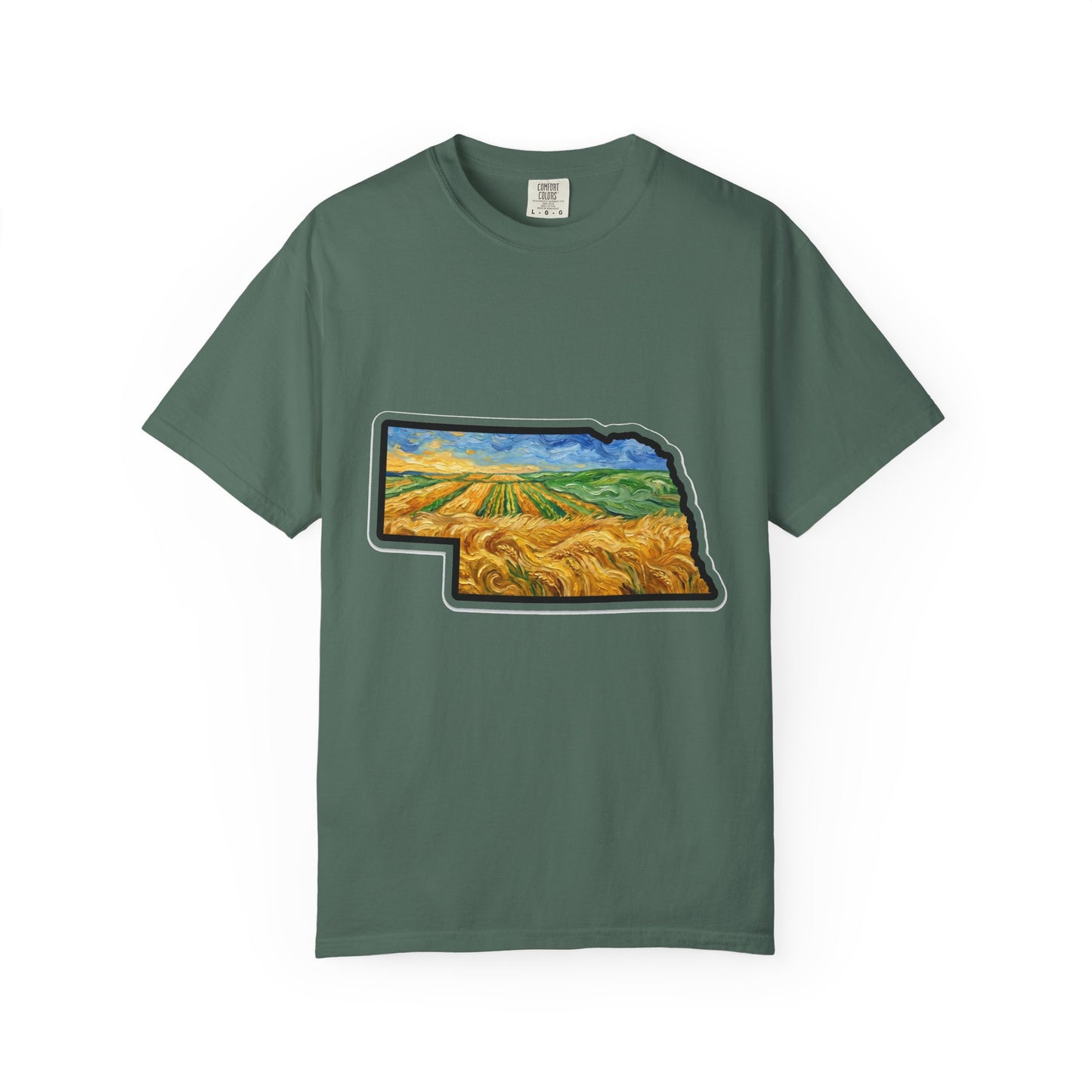 Nebraska Wheat Fields T-Shirt — Vincent Van Gogh Style Prairie State Art | Comfort Colors Nebraska Gift