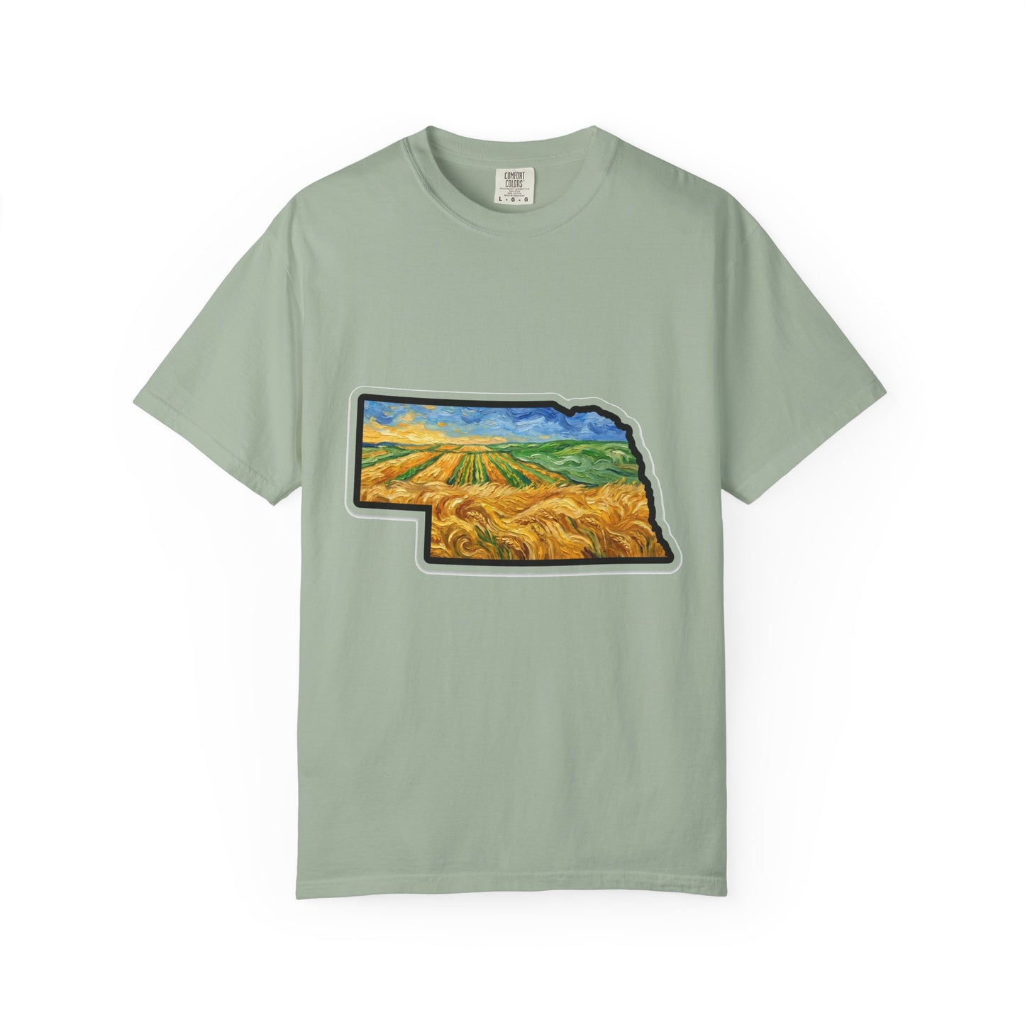 Nebraska Wheat Fields T-Shirt — Vincent Van Gogh Style Prairie State Art | Comfort Colors Nebraska Gift