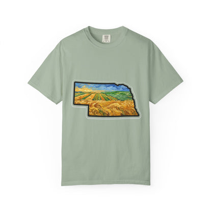 Nebraska Wheat Fields T-Shirt — Vincent Van Gogh Style Prairie State Art | Comfort Colors Nebraska Gift
