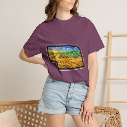Nebraska Wheat Fields T-Shirt — Vincent Van Gogh Style Prairie State Art | Comfort Colors Nebraska Gift