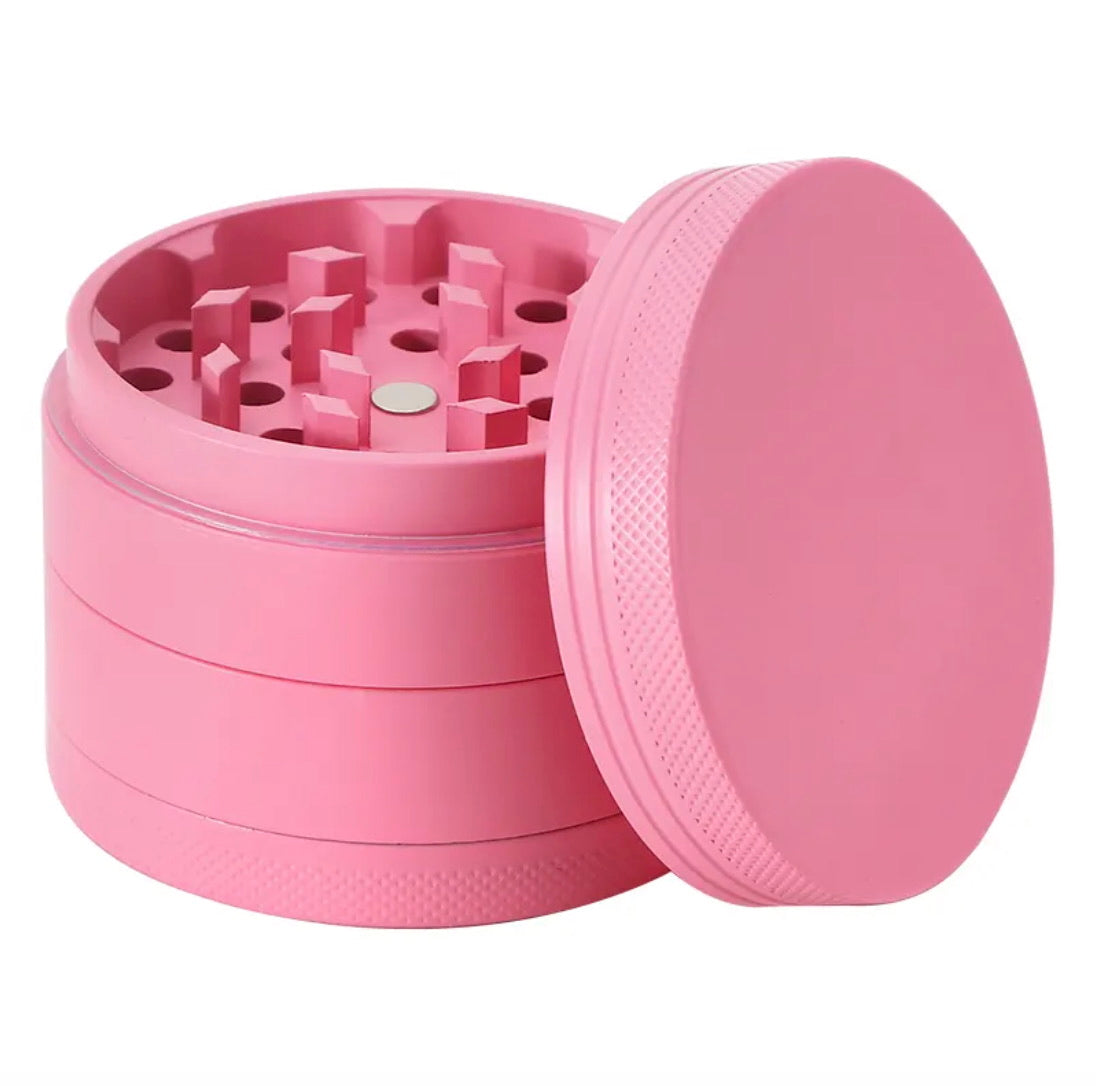 Premium 4-Piece Herb and Spice Grinder, 63mm Zinc Alloy, Matte Design for Culinary Use