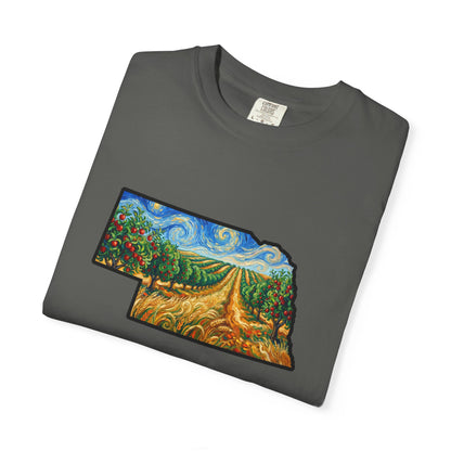 LNK.Nebraska Apple Orchard Landscape Vincent Van Gogh Styled T-Shirt — Nebraska Prairie Art, Gameday and Gifts