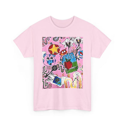 Abstract Collage Art T-Shirt — Colorful Doodle Graphic Tee