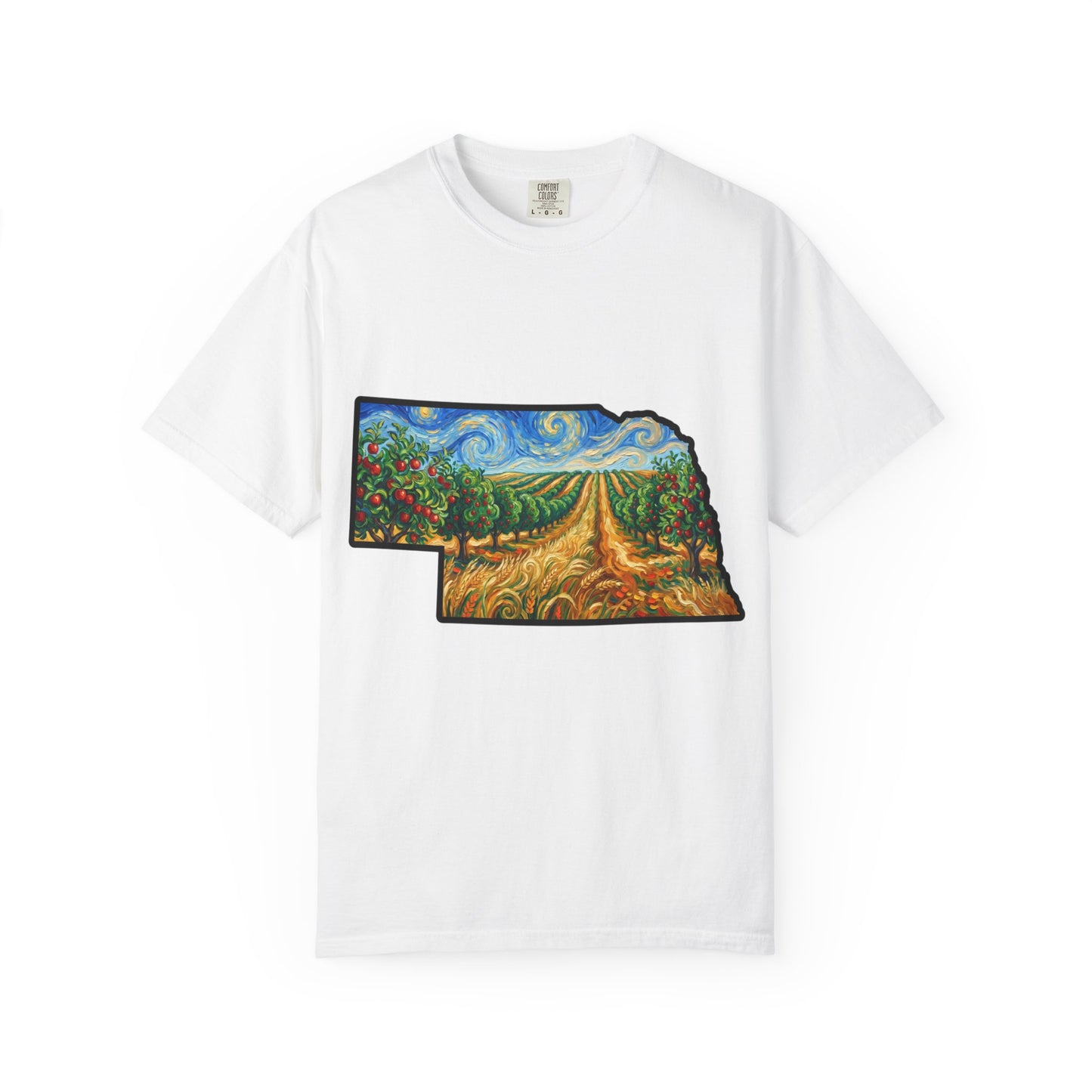 Nebraska Landscape T-Shirt — Van Gogh Parody Style Prairie Art