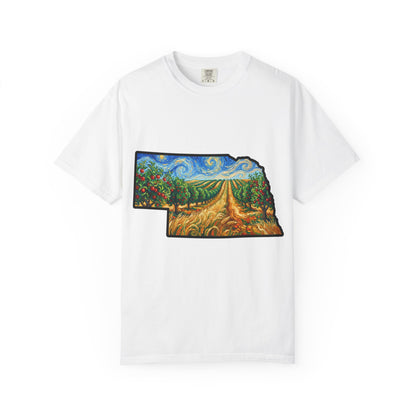Nebraska Landscape T-Shirt — Van Gogh Parody Style Prairie Art