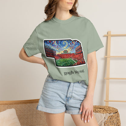 Nebraska 'Gogh' Cornhuskers Parody T-Shirt — Van Gogh Style Big Red Design