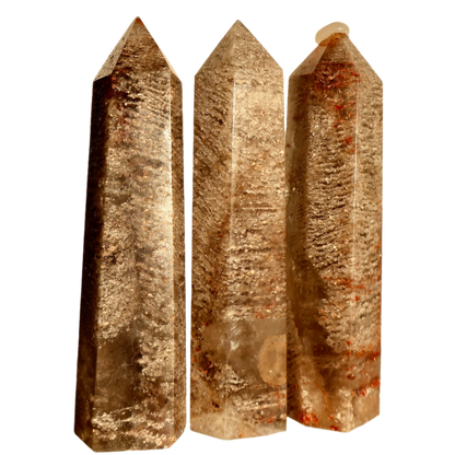 A close-up of a 3 Thousand Layer Crystal Obelisks with white golden hour as the background