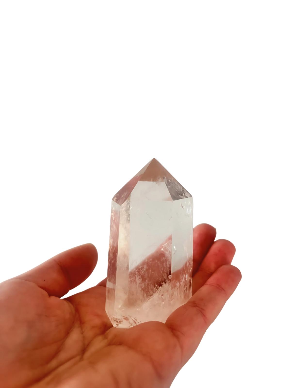 textured Clear Quartz Tower in displayed on surface