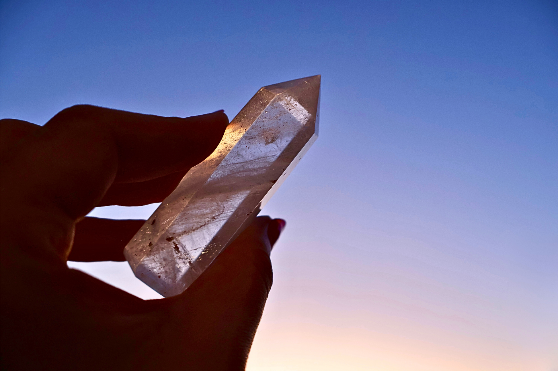 Clear Quartz Crystal Energy Point, 6-Sided Obelisk with Natural Inclusions, 3"