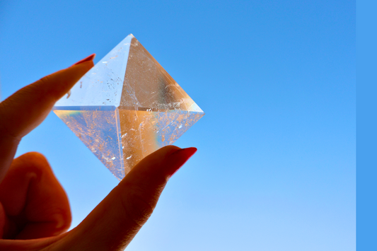 Clear Quartz Crystal Pyramid with the Sky
