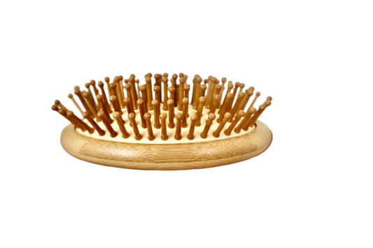 Wood Hair Brush for Scalp Stimulation, Ball-Tipped Bamboo Bristles, Sturdy and Luxurious