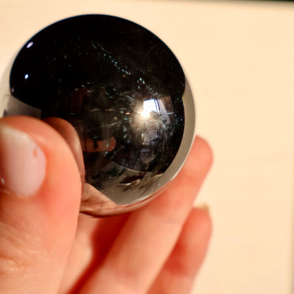 glimmering Terahertz Sphere - Genuine Crystal Ball, Polished, Smooth, Rare Home Decor Accent, Decorative Sculpture in macro texture