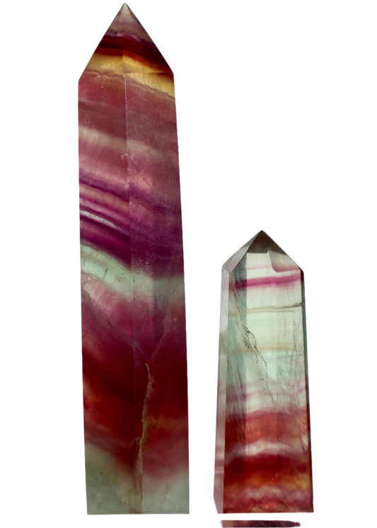 Natural Watermelon Fluorite Crystal Tower, Large Decorative Healing Stone, Pink and Green