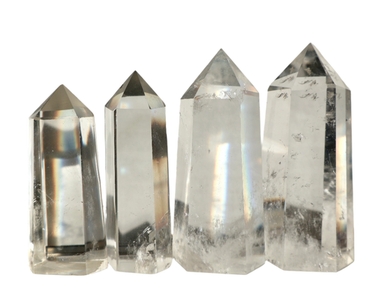 Clear Quartz Crystal Tower, 6-Sided Obelisk Point with Velvet Pouch, Premium Quality with Natural Inclusions | Clarity & Focus, Energy Resonance