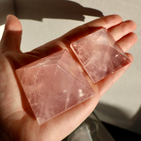 Rose Quartz Crystal Pyramid, 1.5 - 2" - Precision Cut, Love and Harmony Enhancer