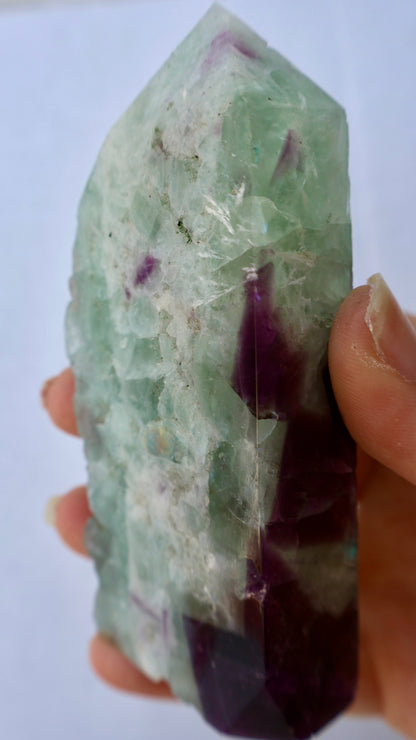 glimmering Fluorite Tetrahedron Column in detail view