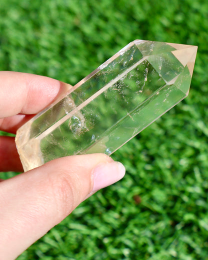 Rooted Clear Quartz Crystal Wand – Polished Point, Raw Base