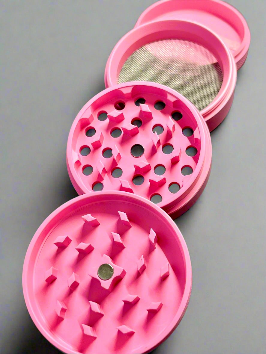 Premium 4-Piece Herb and Spice Grinder, 63mm Zinc Alloy, Matte Design for Culinary Use