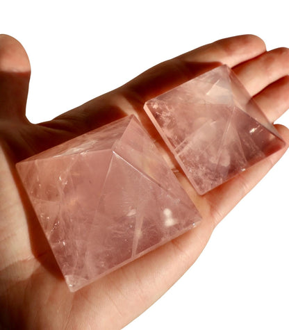 Rose Quartz Crystal Pyramid, 1.5 - 2" - Precision Cut, Love and Harmony Enhancer