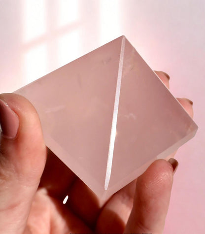 Rose Quartz Crystal Pyramid, 1.5 - 2" - Precision Cut, Love and Harmony Enhancer
