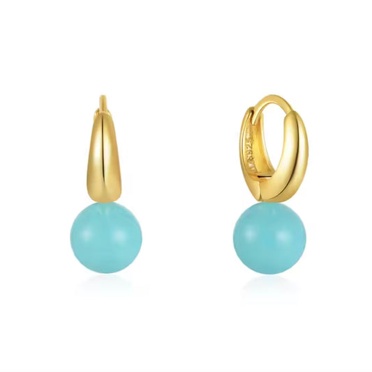 Sterling Silver Turquoise Droplet Earrings with S925 Silver Post and Gold Plating | Premium Quality, Limited Edition Blue