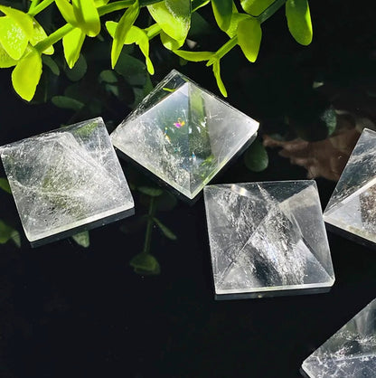 Natural Clear Quartz Crystal Pyramid Energy Generator - Healing Crystal Pyramid for Protection & Positive Energy