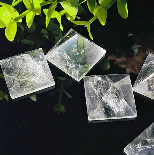 Clear Quartz Crystal Pyramid - 1" Precision Cut Energy Enhancing Generator, Natural Gemstone for Beauty and Function