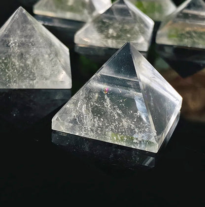 Natural Clear Quartz Crystal Pyramid Energy Generator - Healing Crystal Pyramid for Protection & Positive Energy