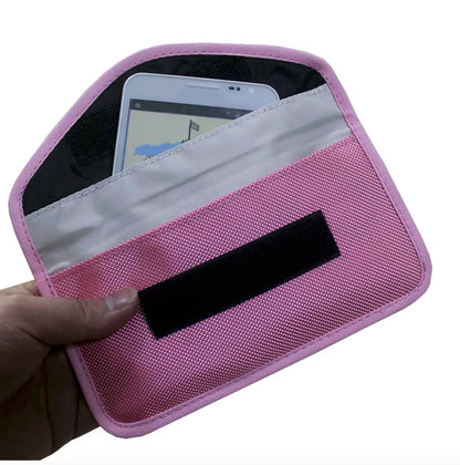 smooth Faraday EMF Blocking Phone Pouch for Standard iPhone in handheld perspective