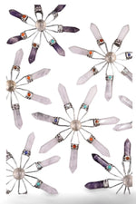 Amethyst, Clear Quartz & Rose Quartz Suncatcher – Modern Window Decor | Real Gemstone, Handcrafted Elegance - Wax | Wane