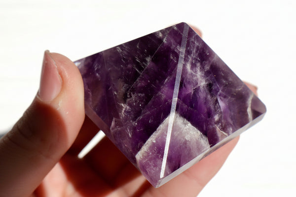 Amethyst Crystal Pyramid – 2” Carved Geometric Mineral from Brazil - Wax | Wane