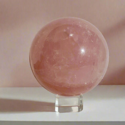 Amethyst or Rose Crystal Ball – Large 3" Sphere, Modern and Meaningful, Zig Zag, Stripe Patterns - Wax | Wane