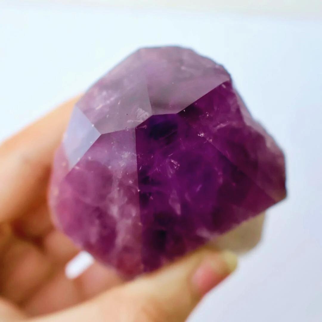 Amethyst Philosopher's Stone – Rough Untreated Quartz Crystal with Semi - Polished Point - Wax | Wane