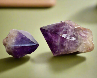 Amethyst Philosopher's Stone – Rough Untreated Quartz Crystal with Semi - Polished Point - Wax | Wane