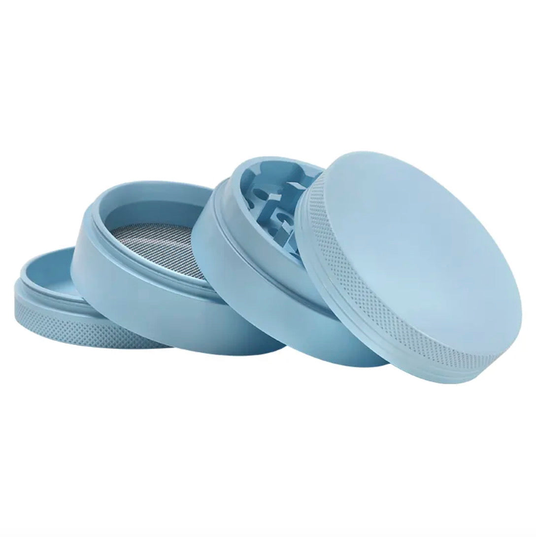 Premium 4-Piece Herb and Spice Grinder, 63mm Zinc Alloy, Matte Design for Culinary Use