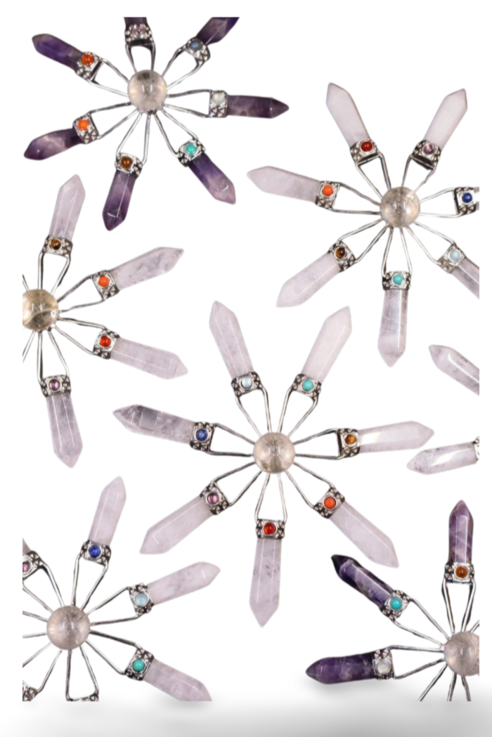 glimmering Amethyst, Clear & Rose Quartz Suncatcher