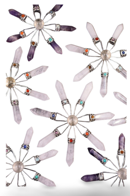 glimmering Amethyst, Clear & Rose Quartz Suncatcher