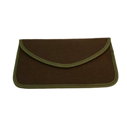 natural Faraday EMF Blocking Phone Pouch for Standard iPhone in angled view