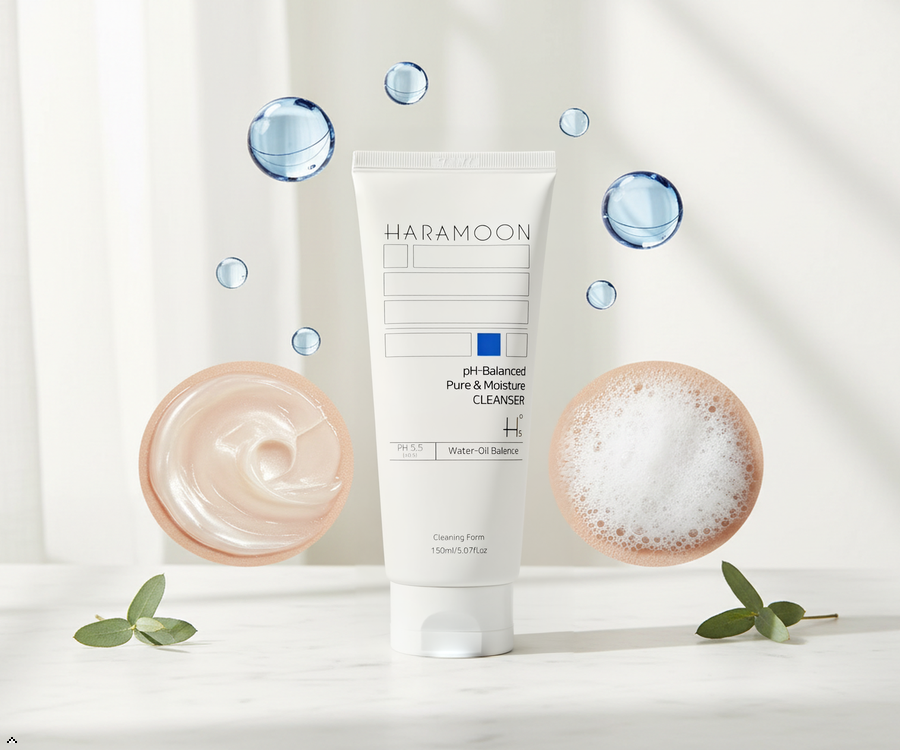 HARAMOON Pure Moisture Cleanser | Gentle Korean Face Wash | Purifying & Hydrating | Centella, HA, Niacinamide | Vegan, EWG Verified