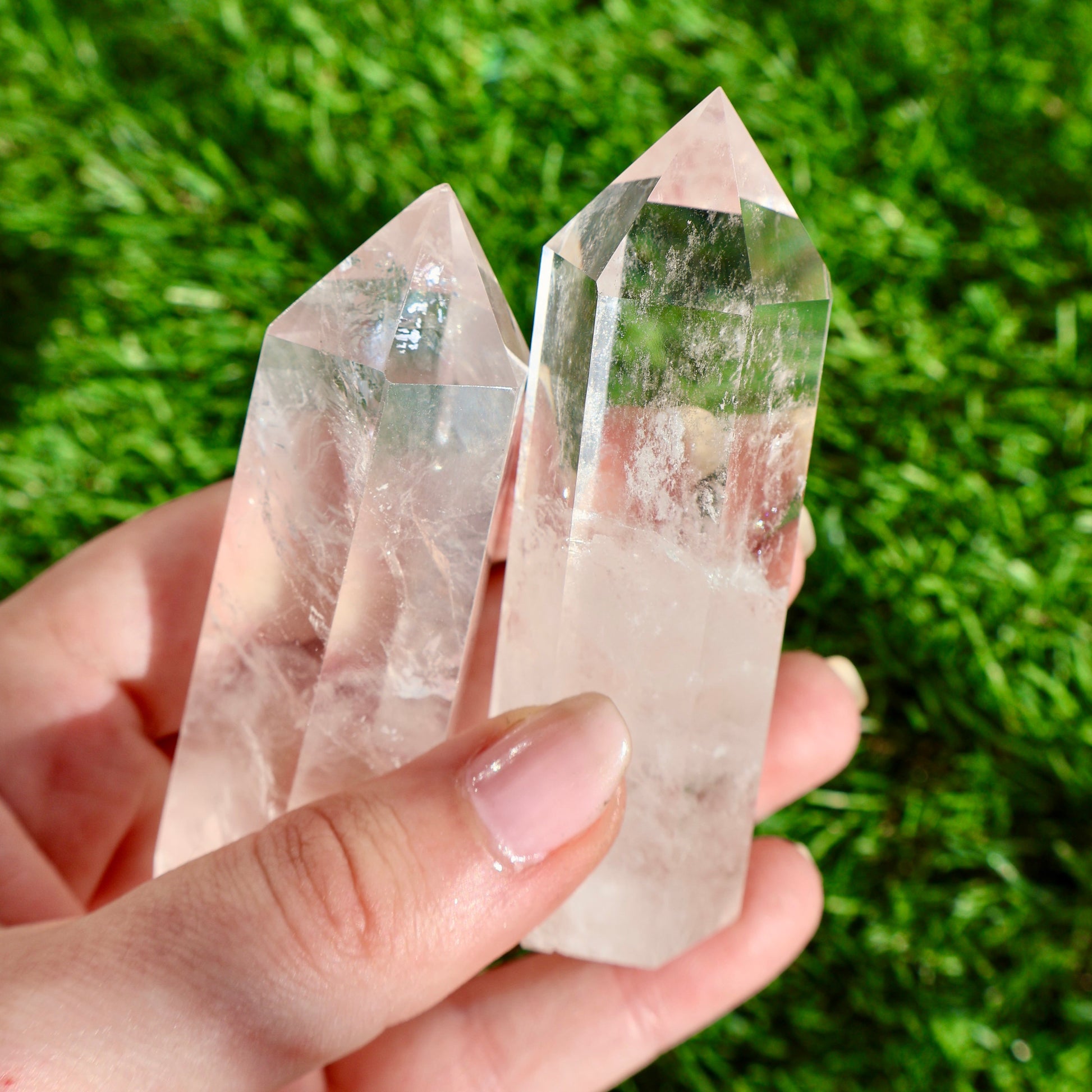 Clear Quartz Crystal Energy Point, 6-Sided Obelisk with Natural Inclusions, 3"