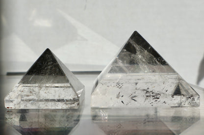 Clear Quartz Pyramid – 2" Geometric Cut for Clarity & Display | Mined in Brazil - Wax | Wane