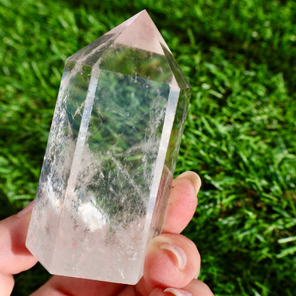 glimmering Clear Quartz Tower in lighting effect
