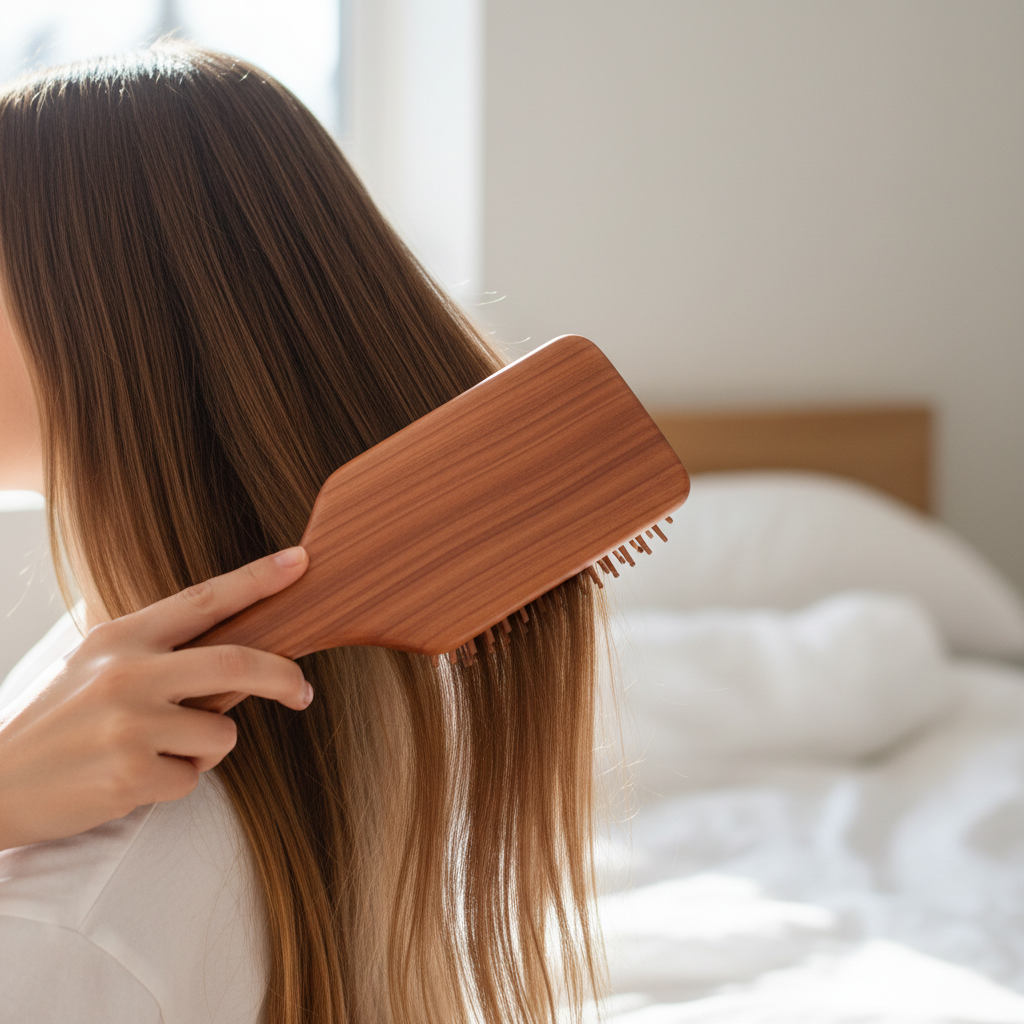Close-up brushing hair