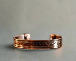 Copper Cuff Bracelet, Pure Copper with Two - Tone Brass Wave Design and 2 Magnets, Stress Relief - Wax | Wane