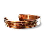 Copper Cuff Bracelet, Pure Copper with Two - Tone Brass Wave Design and 2 Magnets, Stress Relief - Wax | Wane